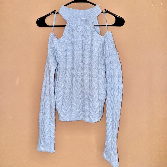 ZARA Women's Knit Off Shoulder Sweater Light Blue Size Medium - Picture 3 of 7